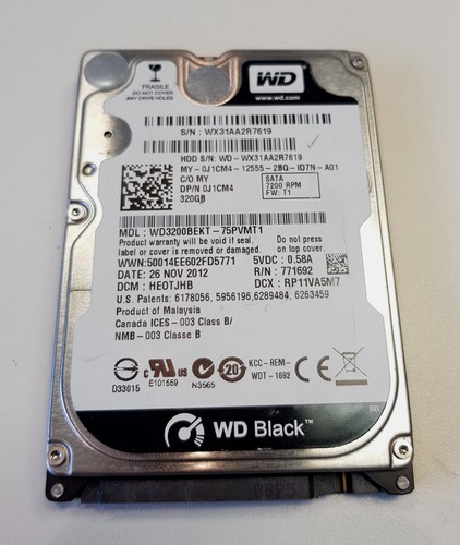 Western Digital Scorpio Black WD3200BEKT 320GB HDD 2,5 DP/N 0J1CM4