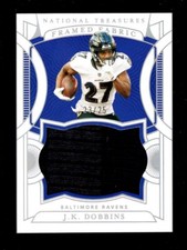 2021 NATIONAL TREASURES FRAMED FABRIC HOLO SILVER J.K. DOBBINS JERSEY 23/25