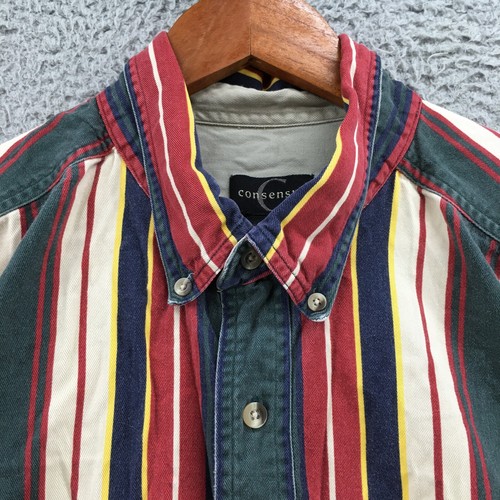 Consensus Button Down Shirt Mens XXL Tall Multicolor Striped Long Sleeve Pockets - Picture 4 of 23