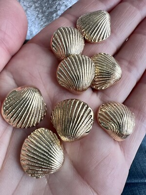 25 x 18 mm Gold Muschel Schaft Knöpfe Jacke Mantel Kleider Strickjacke. Ref 211
