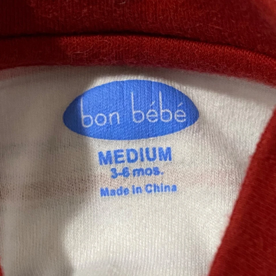 Mameluco de bebé a rayas Bon Bébé mediano de 3 a 6 meses EE. UU. béisbol cachorro patriótico Foto 4 de 4