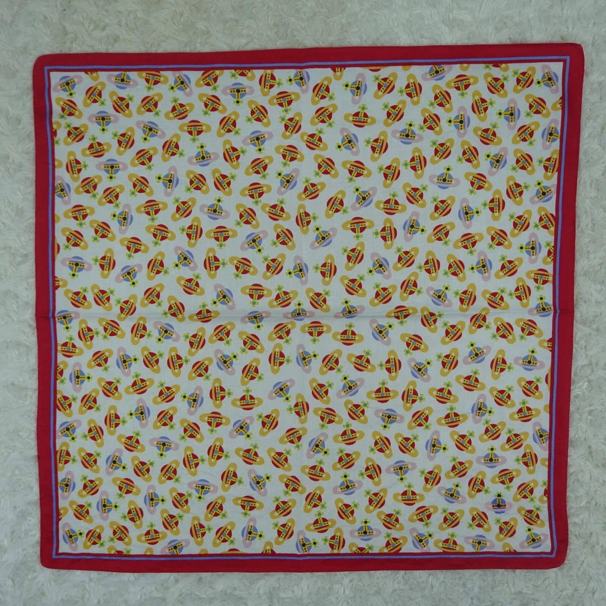 N678 VIVIENNE WESTWOOD Logo Cotton Scarf Scarves Pocket Square 20