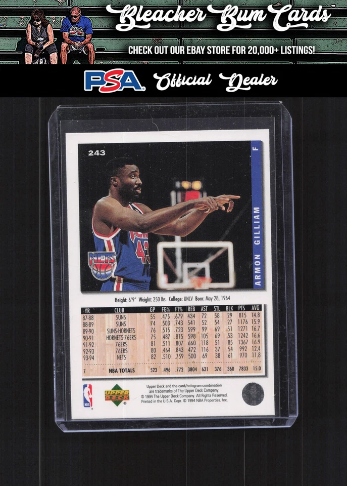 1994-95 Collector's Choice 243 Armon Gilliam Gold Signature - Image 2 of 2