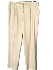 Escada Womens Straight Leg Pants Beige High Rise Pleated New Wool Germany sz38