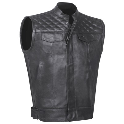 Mens Leather Motorcycle Vest Men's Cowhide Leather Motorcycle Vest