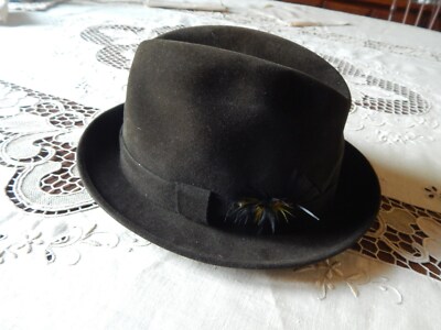 VTG MALLORY DARK BROWN FEDORA HAT SIZE 7/8