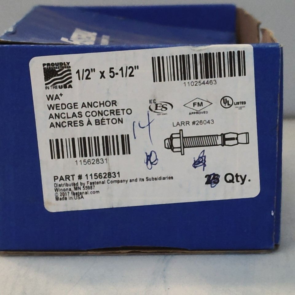 Qty 14 1/2" x 51/2" Fastenal Concrete Wedge Anchors eBay