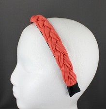 Coral Pink braided headband soft fabric covered band grip teeth braid 1" wide
