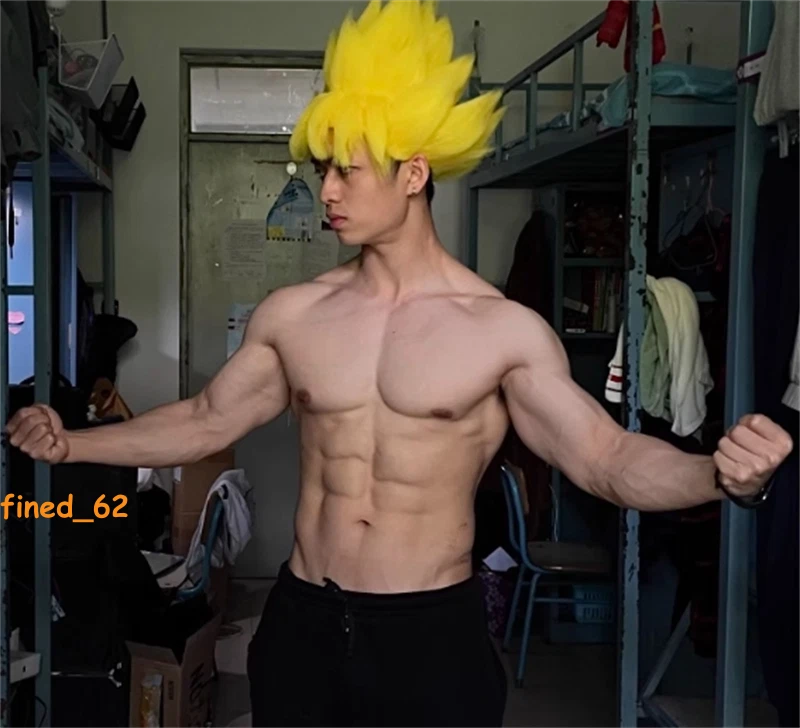 Peluca amarilla Dragon Ball Kakarotto Vegeta Goku Super Saiyajin Juegos con disfraces Halloween Foto 3 de 4