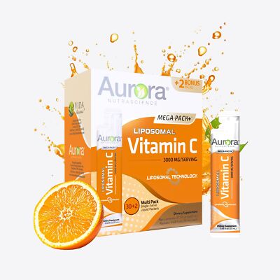Aurora Nutrascience Liposomal Vitamin C 3000mg 32 Pack Immune Support