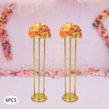 6Pcs Gold Flower Display Stand Flowers Rack Wedding Venue Pedestal Floral Decor