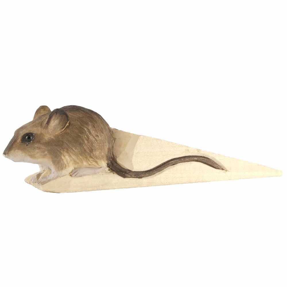 Wildlife Garden  Wood Doorstop With Mouse