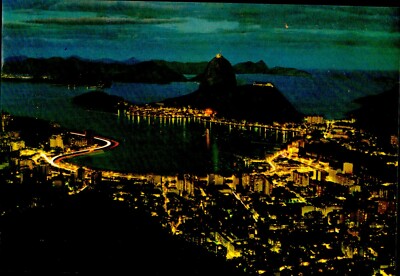 MIN1595 south america brazil rio de janeiro gunnabara urca sugar loaf by night