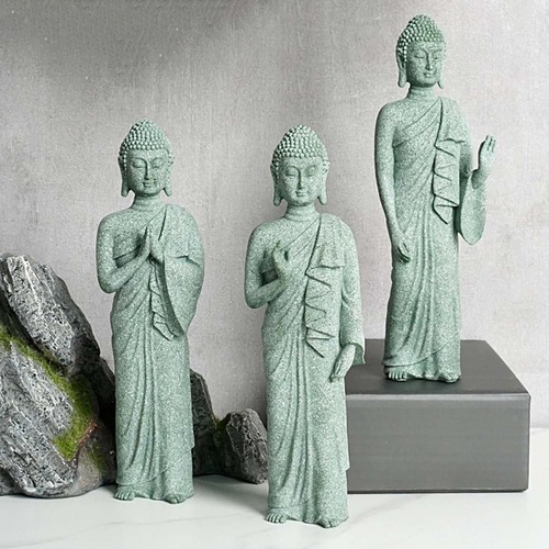 Mini-Mönch-Buddha-Statue Aus Grünem Sandstein – Niedliche Dekoration Für Zuhause, Aquarium Oder Büro, Zen-Stil