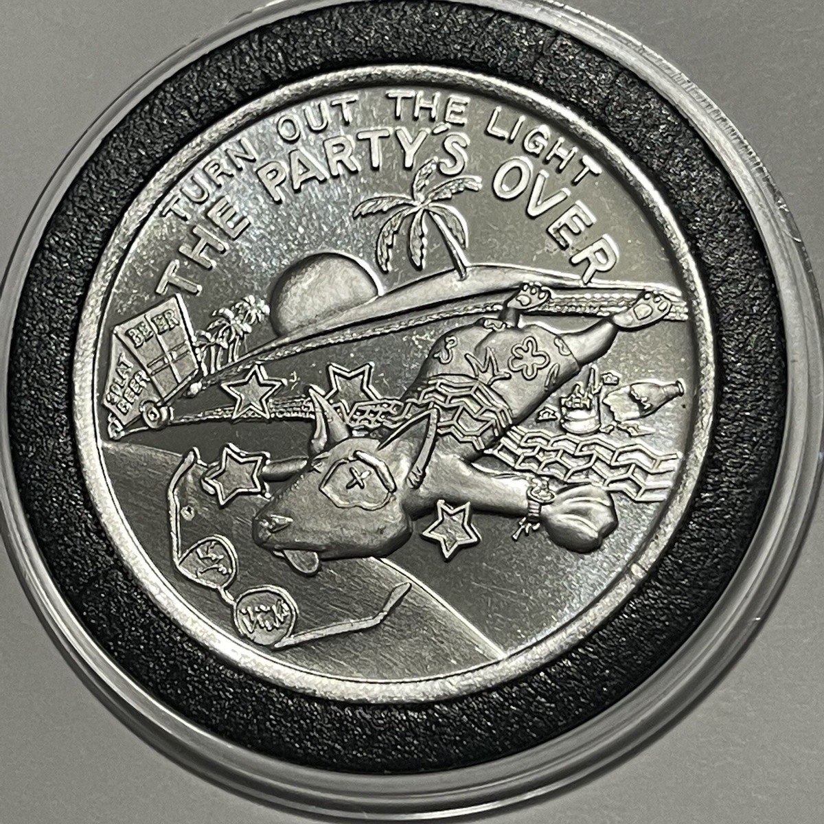 Party's Over Spuds MacKenzie Bud Light Dog Coin 1 Troy Oz