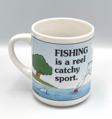 Vtg Fishing Mug Abbey Press  Fishing is a reel catchy sport  8 oz Made in USA