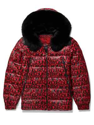 Brand New Men's Bubble Lamb Skin Leather & Goose Down Jacket With Real Fox Fur