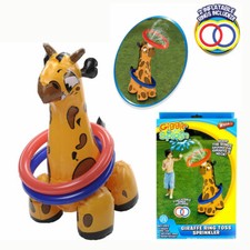 Giggle N Splash Inflatable Giraffe Ring Toss Sprinkler Water Play Set Game Toy