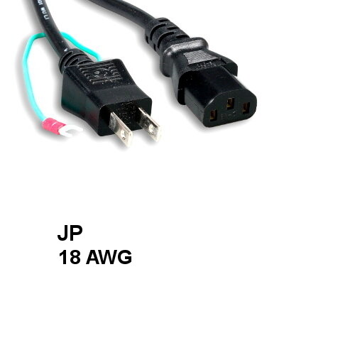 Kentek 6Ft IEC-60320 C13 to JP JIS8303 Power Cord w Ground 18AWG