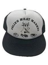 Felix's Meat Market La Joya Texas Beef Vintage Hat Cap Snapback Black Mesh B1D