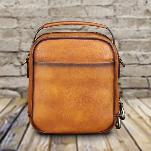 Genuine Leather Messenger Bag for Men Small Sling Purse Crossbody Shoulder Bags - Picture 7 of 16