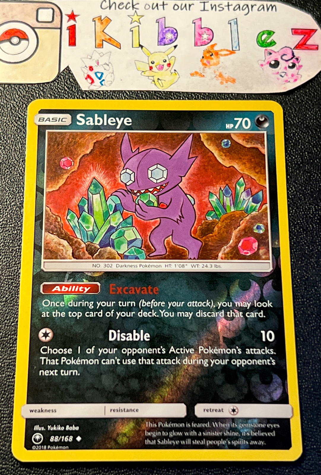 SABLEYE 88/168 NM Reverse Holo Crystal Gem Cave Pokemon Card. Free Tracked Ship!