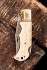 HANDMADE DAMASCUS STEEL FOLDING BLADE POCKET KNIFE CAMEL BONE HANDLE