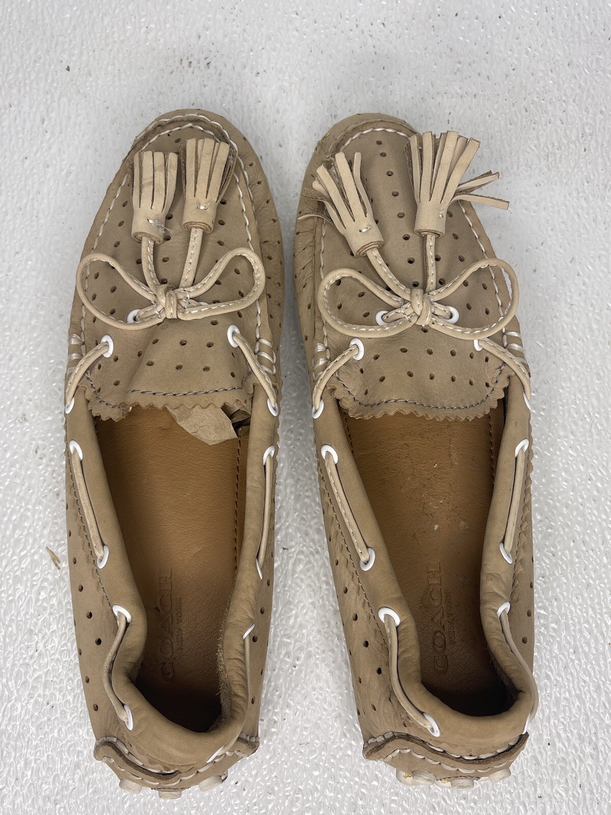 Coach Womens Size 6.5 Shoes Driver Flats Nadia Cream … Gem