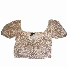 Windsor Spotted You Tie-Front Cheeta Print Crop Top Size Large