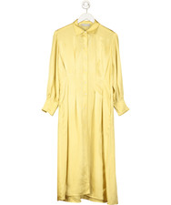 EVERLANE Yellow The Hammered Satin Shirt Dress UK XS