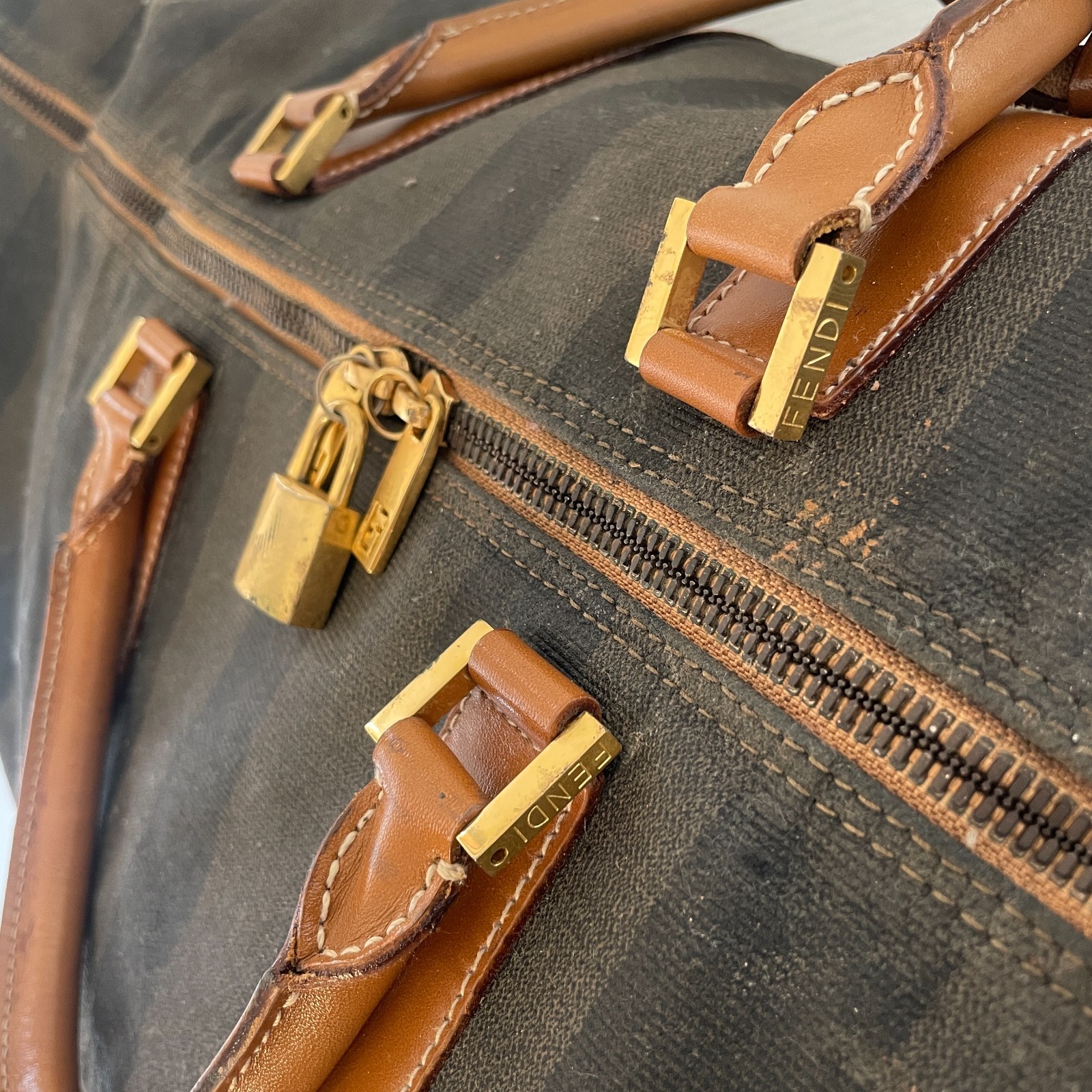 Fendi Pecan Travel Boston Bag 60 Shoulder 2way Canvas made in italy thumbnail 13