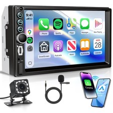 7" Double Din Car Stereo - Wireless CarPlay, Android Auto, Bluetooth, Touchscree