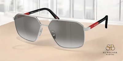 PRADA LINEA ROSSA PS A50S 1BC02M Silver Grad Grey Mir Silver 60 Men's Sunglasses