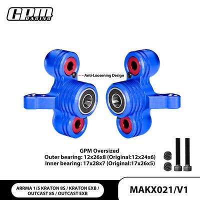 GPM Alu Front Steering Knuckles Larger Bearing ARRMA 1/5 Kraton Outcast 8S EXB