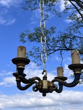 Antique French Petite Decorative Brass Chandelier