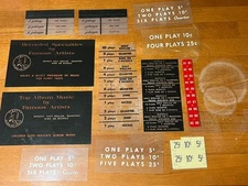 Vintage LOT of 50’s Jukebox Sign Parts Panels & Decals, Seeburg, Wurlitzer, Rowe