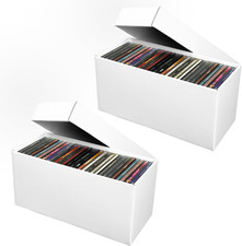 CD Storage Box, CD Case Holder, Cardboard Disc CD Organizer Box with Lids, 2 Pac