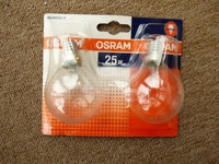 2X Osram Tropfenlampe, E14, 25W, Klar