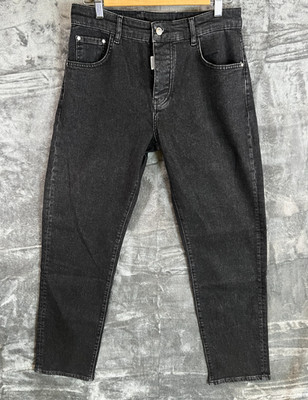 Cernucci Schwarz Stretch Denim Jeans W32 Slim Fit Tapered Leg Neu Mit Etikett Herren