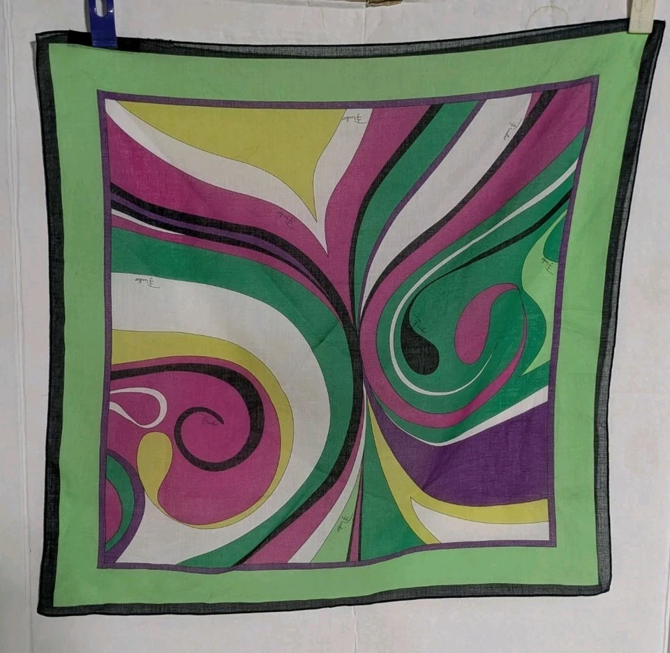 Cuadrado de bolsillo Emilio Pucci Firenze 100 % algodón multicolor remolino 17" colorido Foto 3 de 4