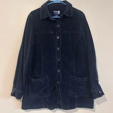 Vtg Venezia Corduroy Shacket Sz 14/16 Shirt Chore Pockets Dark Blue Jacket