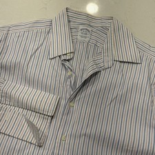 Brooks Brothers 16 33 Mens Shirt Striped Woven Italy Egyptian Cotton Made in USA