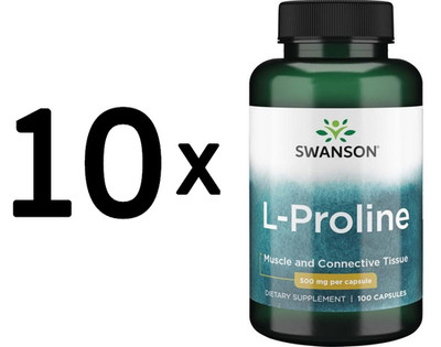 10 x Swanson L-Proline, 500mg - 100 caps (187,49 EUR/kg)