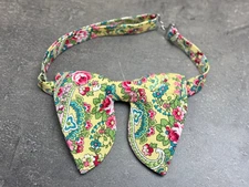Oversized Yellow Floral Bow tie Roses Vintage style 70s Wedding Prom Gift 4 Him