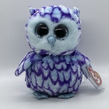 Ty Beanie Boos Oscar the Owl Stuffed Animal Plush Blue Glitter Eyes
