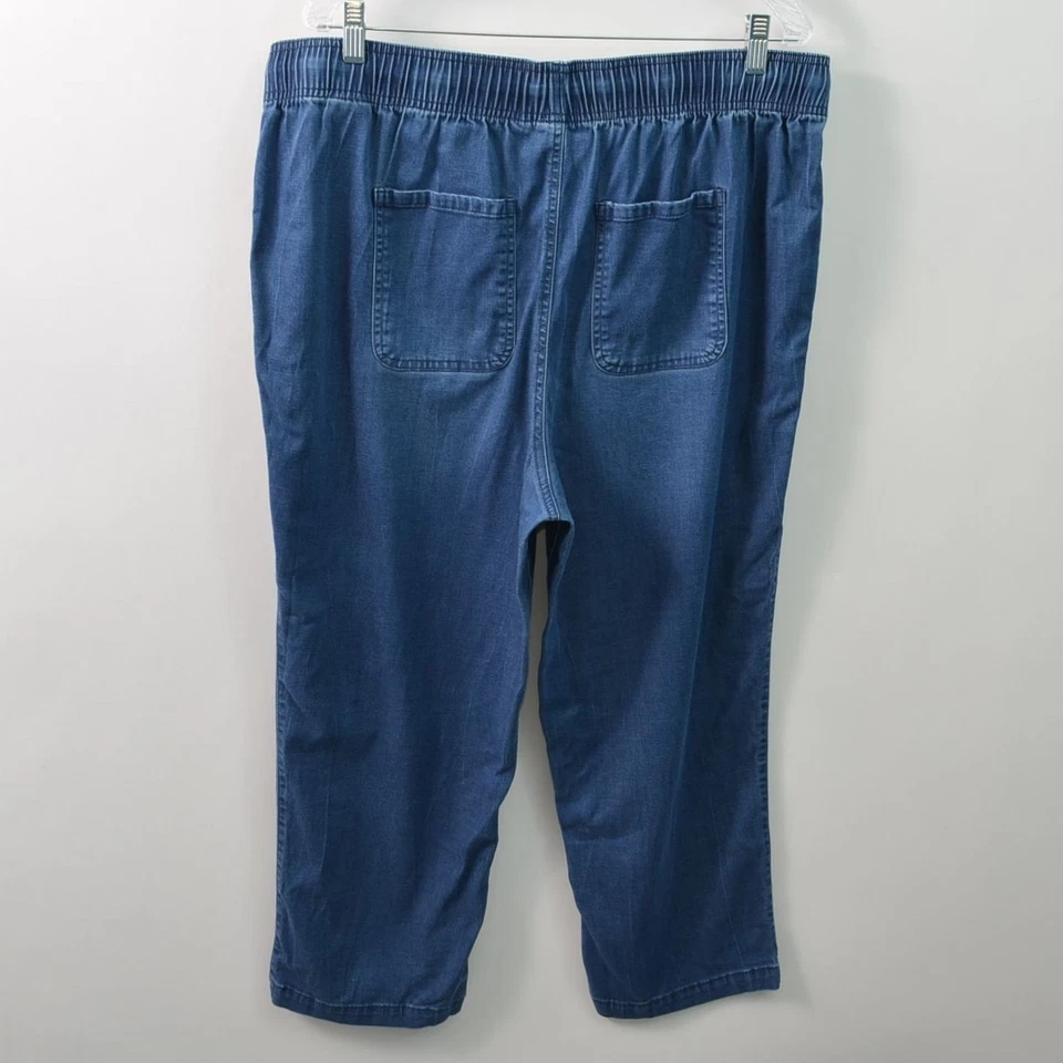 Belle Kim Gravel Capri Denim Pants Womens 18W Drawstring Pull On Pockets 24" Ins - Image 2 of 4