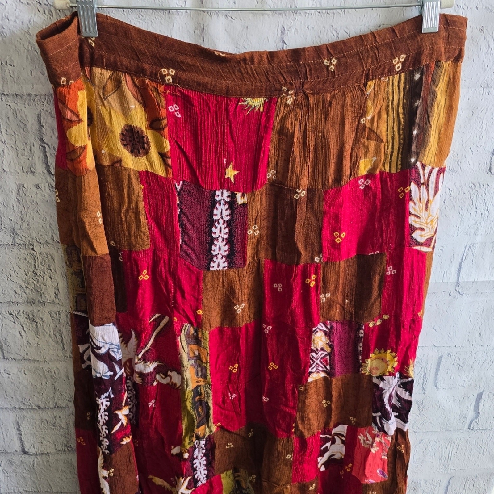 Boho Chic Patchwork Style Brown And Pink Maxi Ski… - image 5