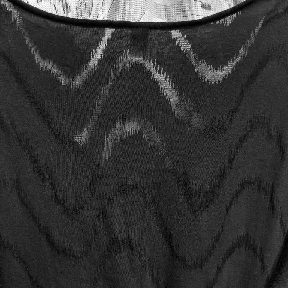 2X  TROPICAL ESCAPE BLACK BURN-OUT STRETCH KNIT TIE BACK SHIFT SWIMSUIT COVER-UP - Image 4 of 4