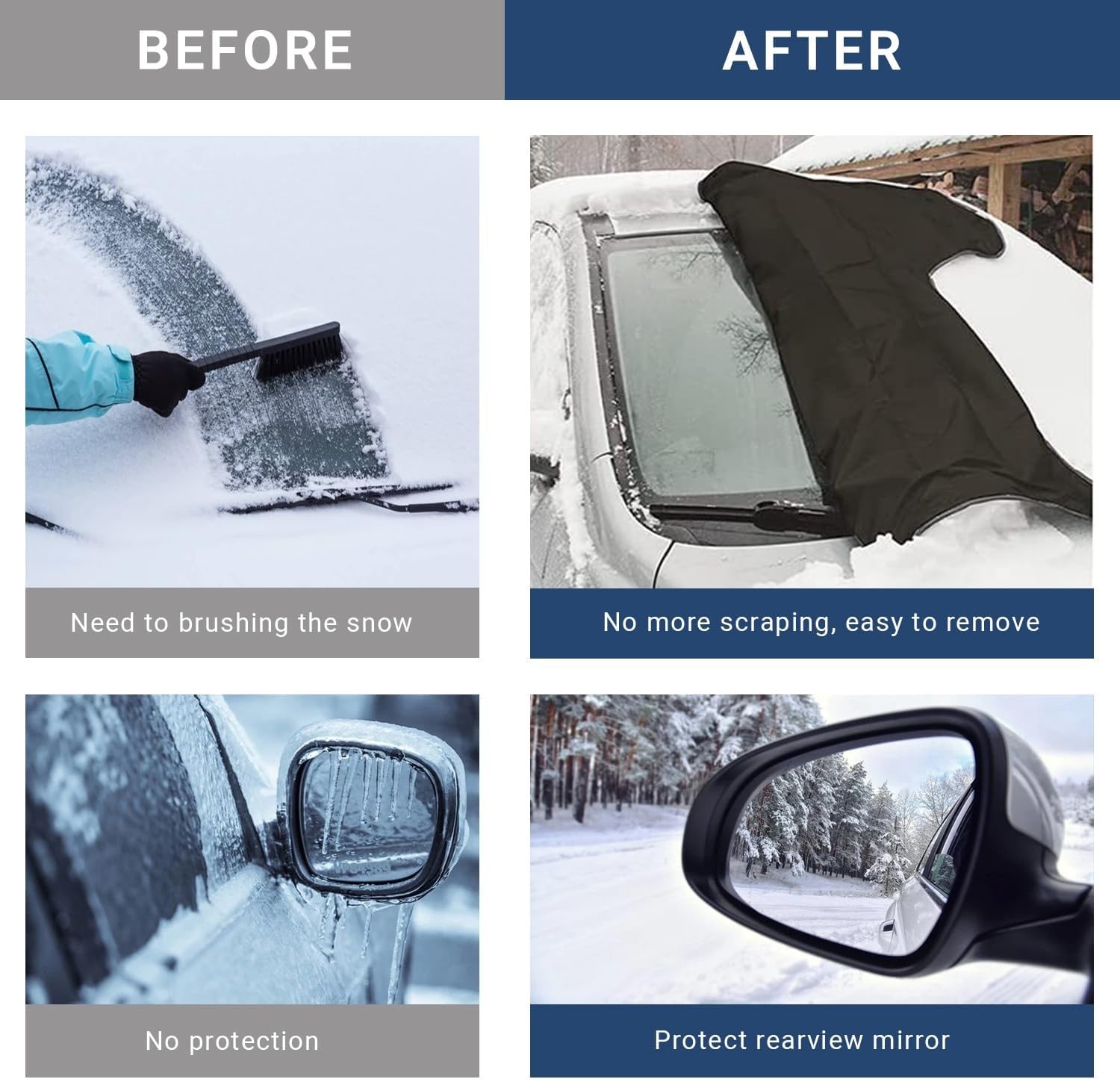 Easy Install Waterproof Windshield Cover with Windproof Design - 63x47 inches thumbnail 10