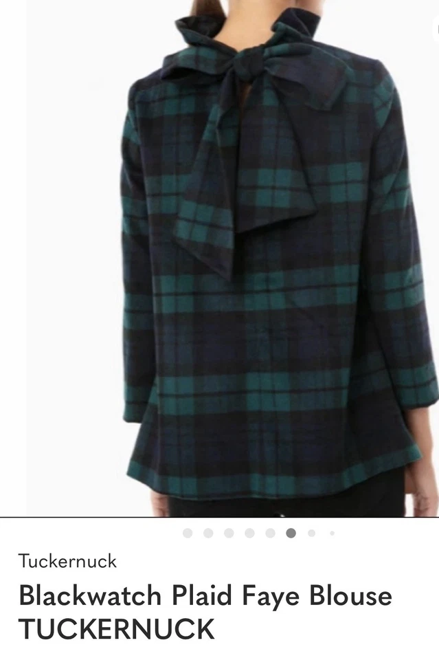 Blusa para mujer Tuckernuck Top Blackwatch Faye a cuadros, color verde y negro XL Foto 2 de 4